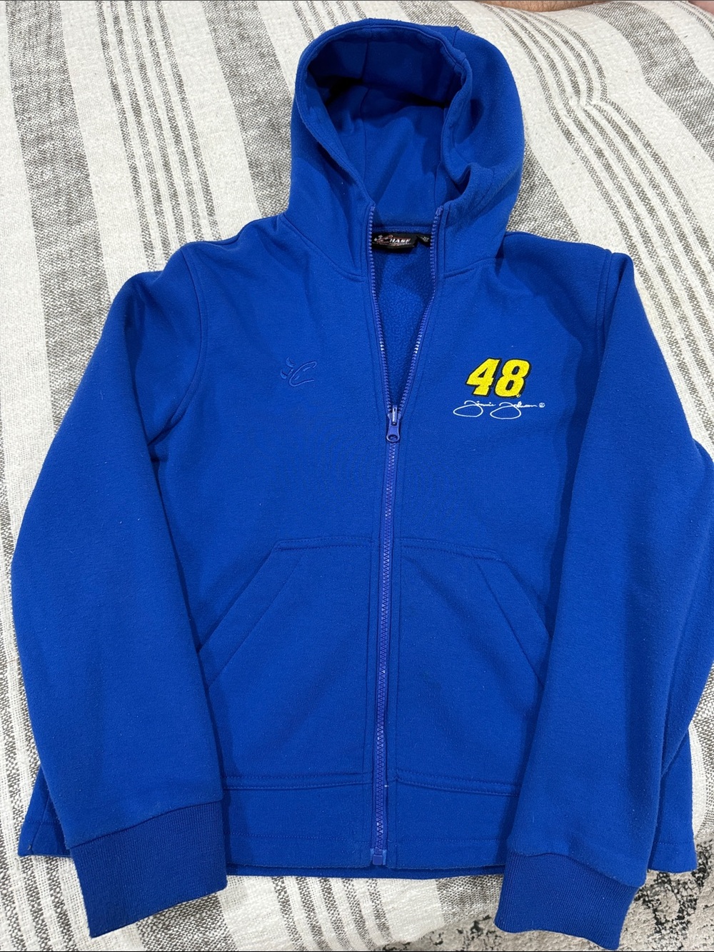 Jimmy Johnson Chase Authentics Royal Blue Zip-Up Hoodie with Yellow '48' Graphic